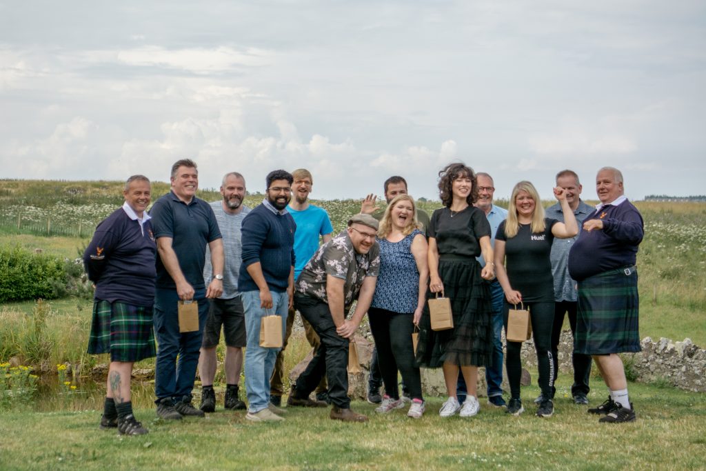 Winning team collecting their prizes at wild cairns mini highland games